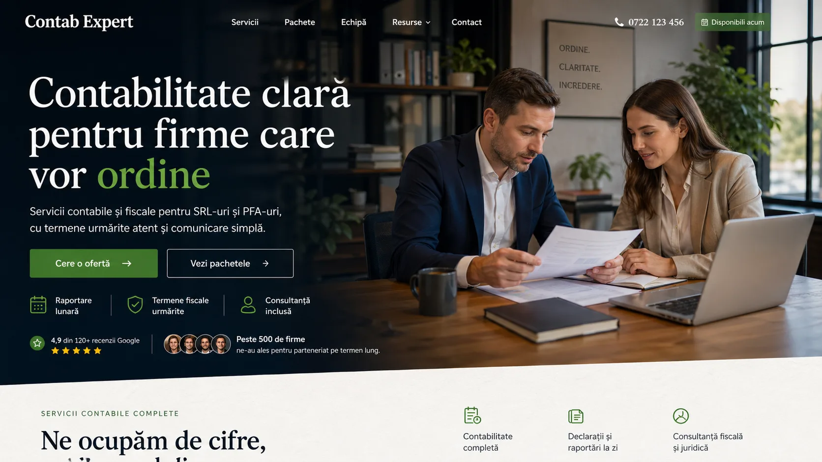 Accounting website design - full bleed editorial