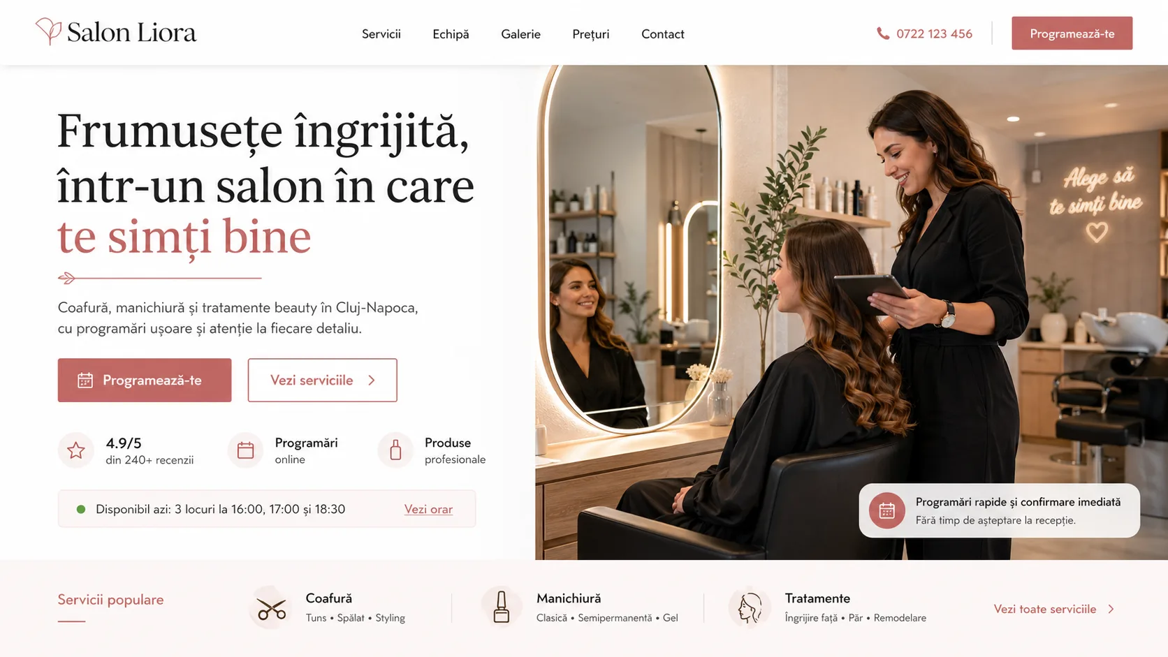 Beauty salon website design - clean conversion