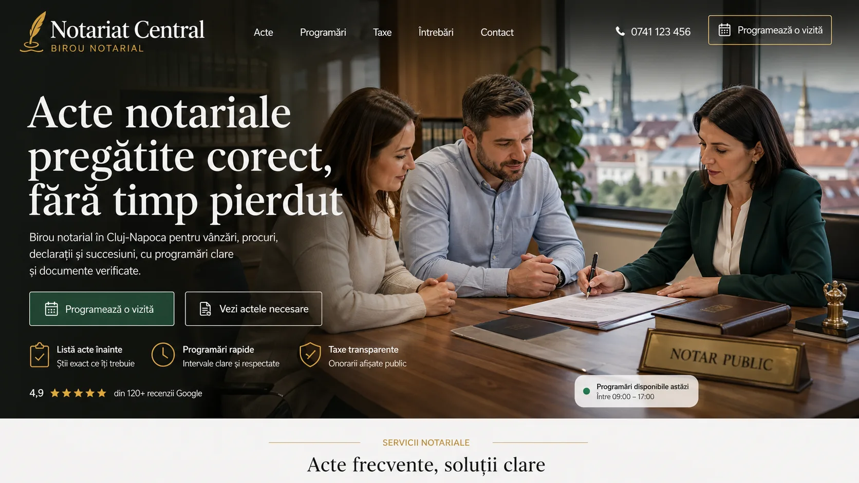 Notary office website design - full bleed editorial